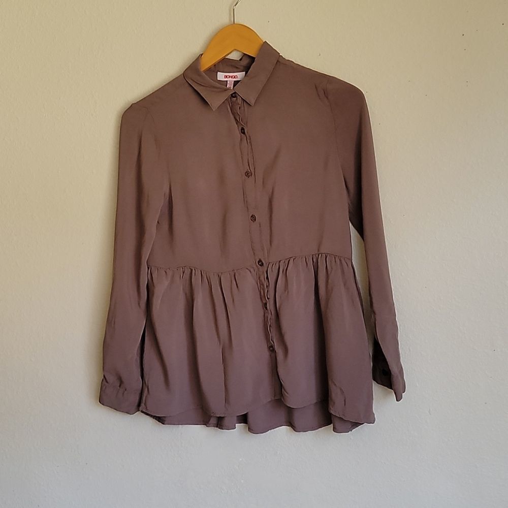 BONGO blause collar with buttons size S/C brown - Picture 3 of 12